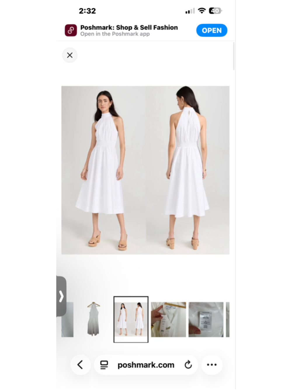 Veronica Beard Kinney White Cotton Halter Dress 6 Classic Quiet Luxury, Coastal - Picture 5 of 7